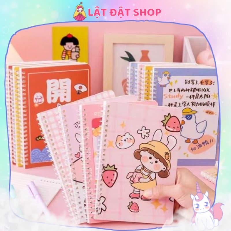 Sổ lò xo A5 hoạ tiết dễ thương - Sổ tay có dòng kẻ