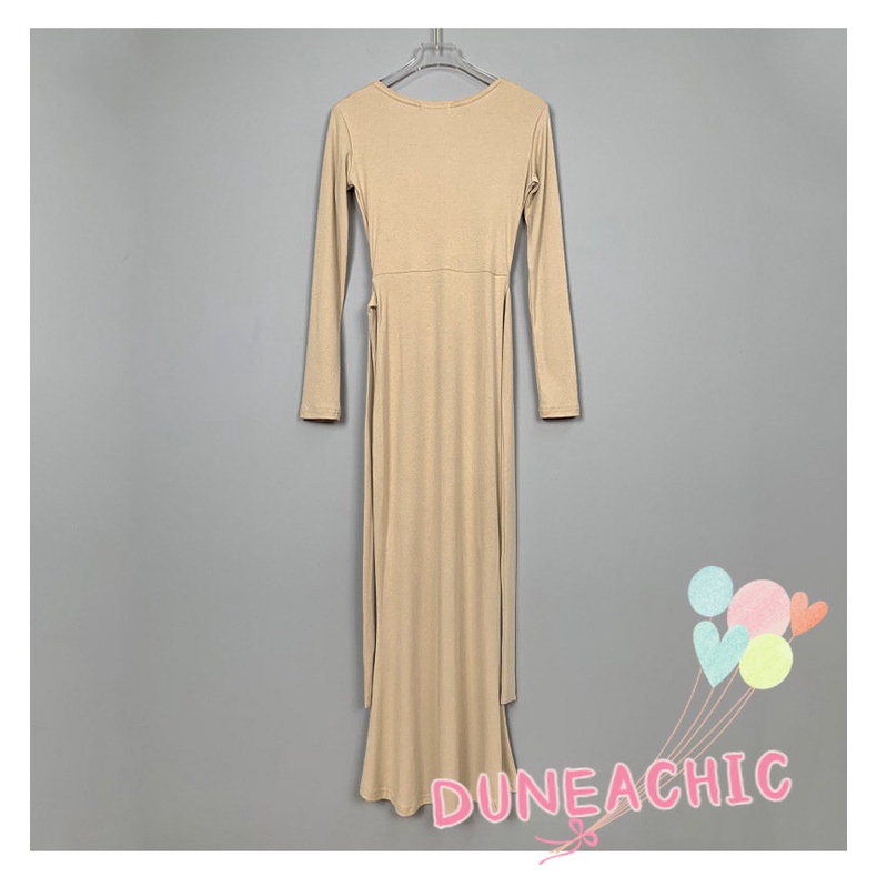 Đầm DUNEA tay dài cổ chữ V khoét sâu quyến rũ thời trang cho nữ