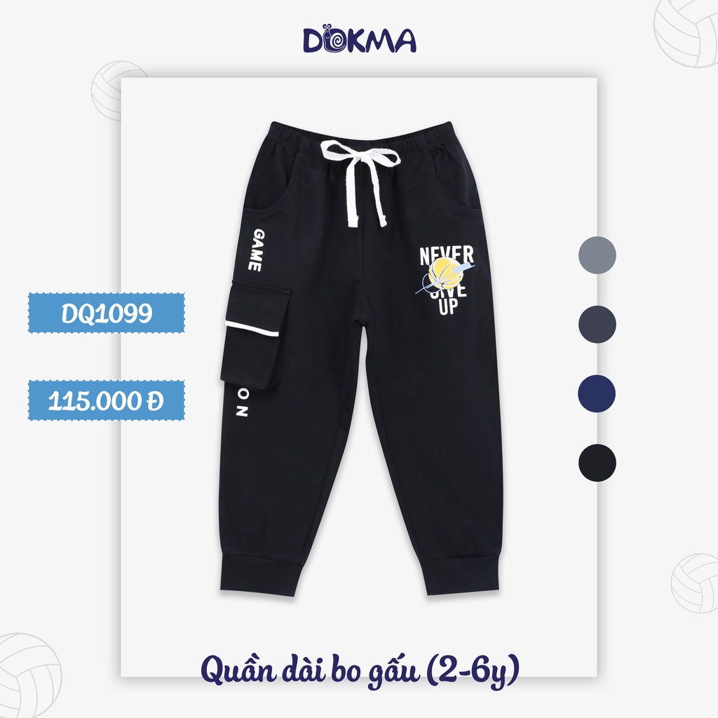 (2-6Y) Quần dài bo gấu túi hộp Dokma vải cotton mỏng DQ1099