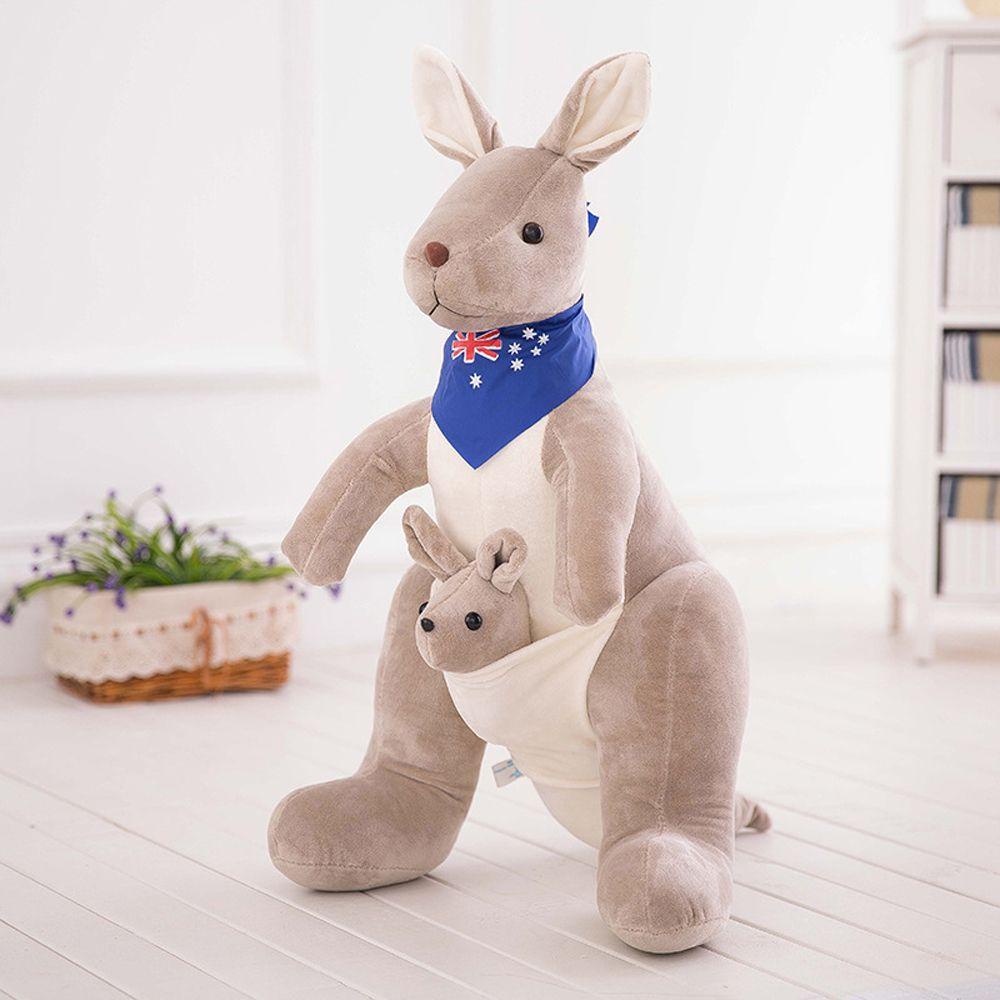 Thú Nhồi Bông Hình Kangaroo Hoạt Hình Đeo Khăn Quàng Cổ Chất Lượng Cao Trang Trí Nhà Cửa