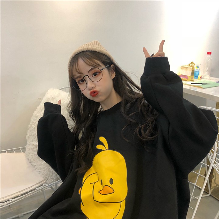 Áo Hoodie ❤️FREESHIP❤️ Áo Sweater Nữ DUK Dễ Thương- Áo Khoác Nỉ Nữ Dày Dặn Mặc Ấm | BigBuy360 - bigbuy360.vn