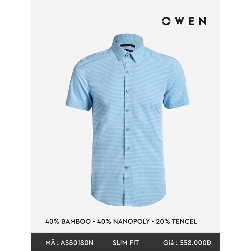 SALE TẾT Xả. (Chính Hãng) 10.10 . Sơ mi nam Owen - Áo sơ mi cộc tay 80180 Cực Đẹp .1 ! '