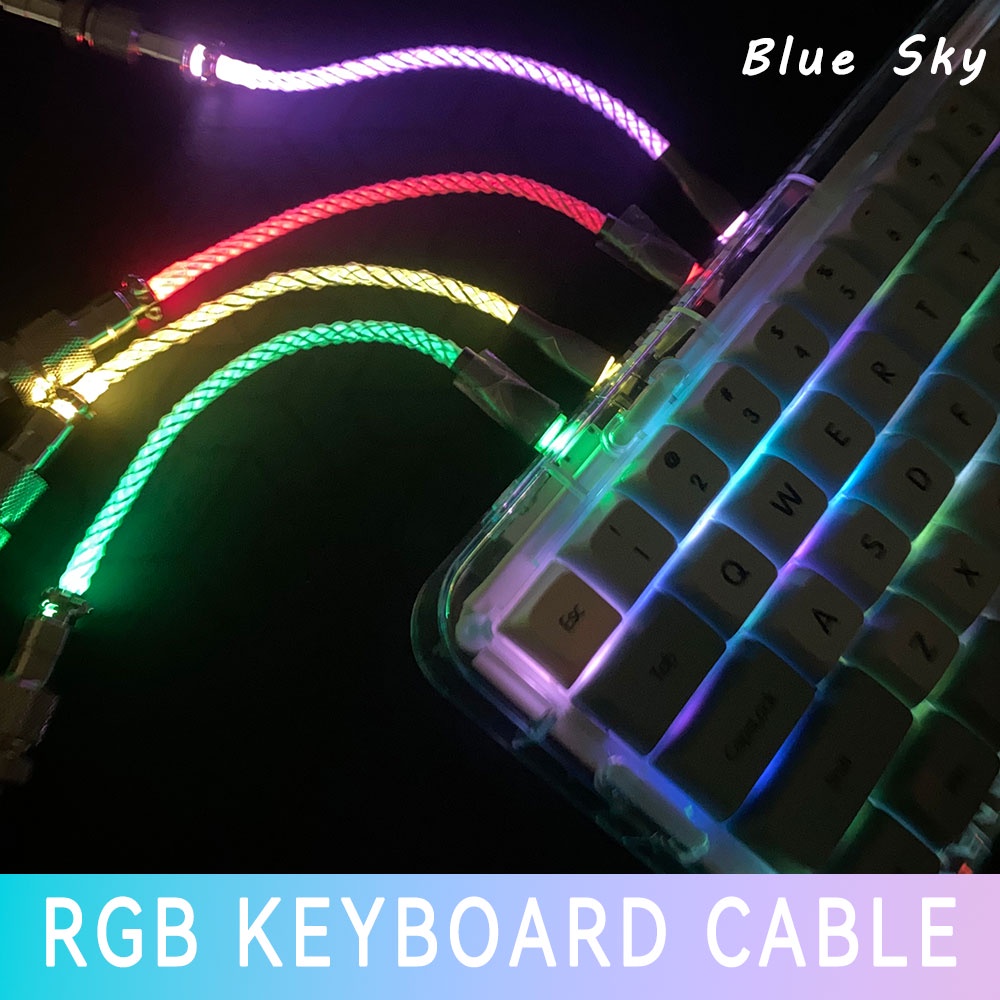 RGB dạ quang gradient hàng không cắm cáp tùy chỉnh bàn phím cơ cáp dữ liệu typec lò xo xoắn ốc nối dài