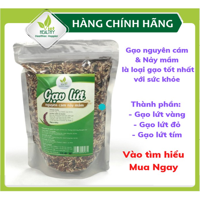 Gạo Lứt Nguyên Cám Nảy Mầm Gạo Lứt Gạo Lứt Nguyên Cám Viethealthy 1kg