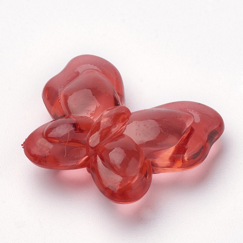Set 20-300 hạt acrylic trong suốt hình bươm bướm nhiều màu kích thước 18x22x7mm và lỗ 1mm