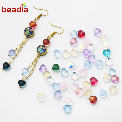 BEADIA Hạt Xỏ Hình Trái Tim Nhiều Màu Sắc Dùng Làm Trang Sức Thủ Công