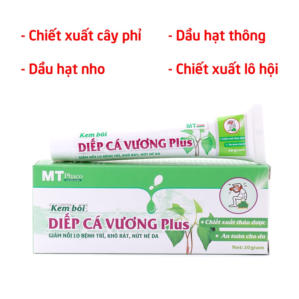 Kem bôi Diếp Cá Vương Plus thảo dược giảm nỗi lo bệnh trĩ, khô rát nứt nẻ da 20g