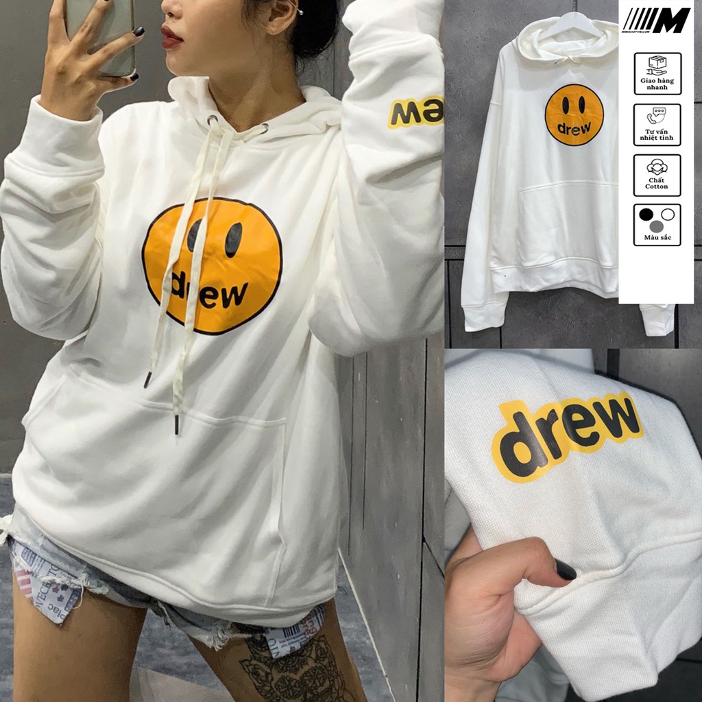 Áo Nỉ Hoodie Drew Mặt Cười Nam Nữ Unisex Chất Vải Nỉ Bông Dầy Ấm Mềm Mịn Hottrend Phong Cách Ulzzang | BigBuy360 - bigbuy360.vn