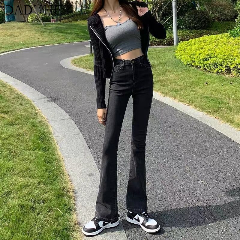 Quần jeans ống rộng eo thon thời trang xuân thu 2022 dành cho nữ