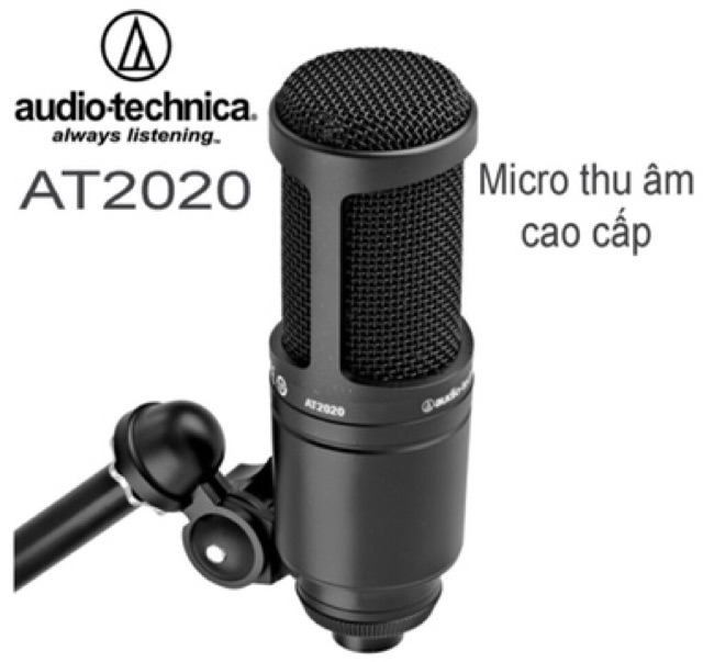 Bộ live stream Audio-technica at2020 sound card icon upod pro chân dây livestream dây mic 3m- bộ mic thu âm at2020 full