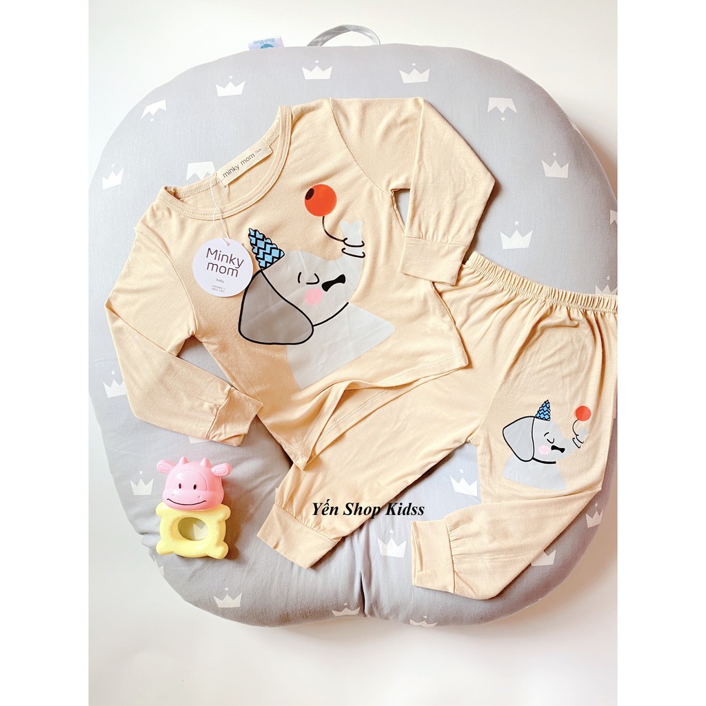 Sale !!! Bộ Dài Tay Minky Mom  Chất Thun Lạnh Họa Tiết Voi-Ngựa Hồng Dễ Thương Cho Bé (Size 7-19kg) (SP001205) | BigBuy360 - bigbuy360.vn