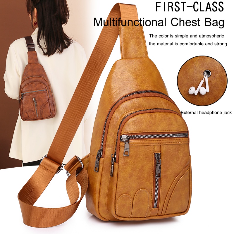 Túi Đeo Chéo Chất Liệu Da Mềm Đính Đinh Tán Phong Cách Retro Cho Nữ