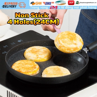 【Trong 24h gửi hàng】 Chảo chiên trứng ốp la 4 ngăn hình tròn chảo chống dính vân đá cao cấp