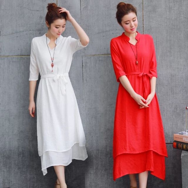Váy xuông, thắt eo vải cát mềm