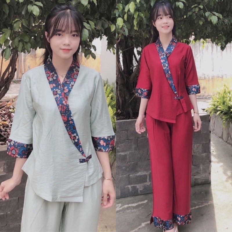 Đồ Lam Đi Chùa ✅ Bà Lai Phối So Le ✅ Đồ Nư