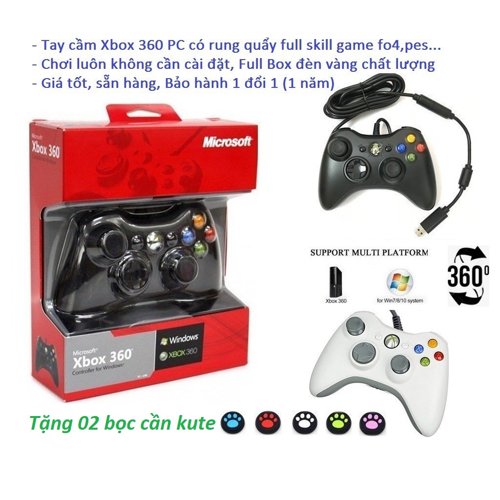 ┋№¤Tay cầm chơi game fifa online 4 xbox 360 full box rung mạnh có dây, skill xoay all pc, laptop bảo hành 1 đổi