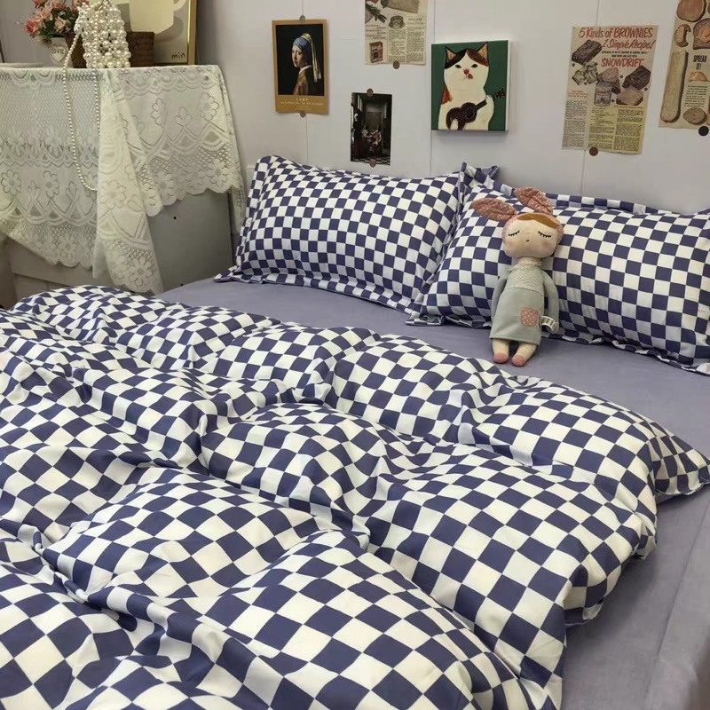 Set Bộ Vỏ Cotton Poly Ô Vuông Bàn Cờ Nhỏ Chất Vải Đanh Mát _Shinbedding | BigBuy360 - bigbuy360.vn