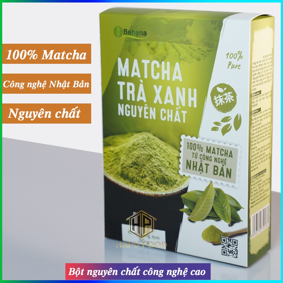 [Mã 267FMCGSALE giảm 8% đơn 500K] Bột Matcha trà xanh Behena nguyên chất- Công nghệ Nhật Bản hộp 50g - HapuFood