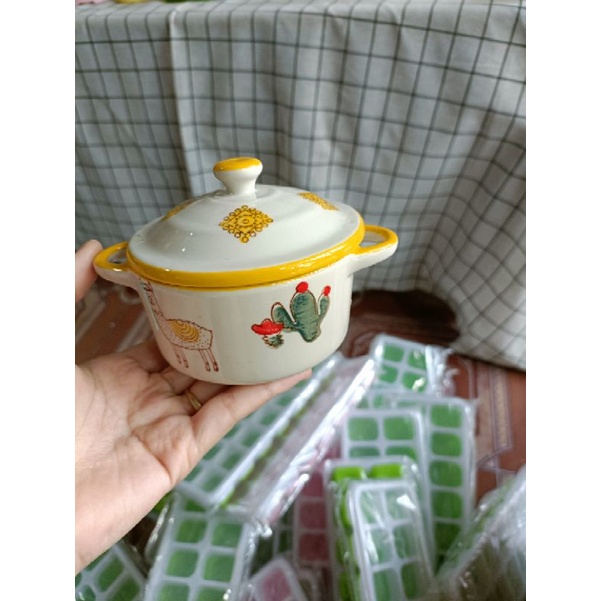 Bát sứ có nắp cho bé ăn dặm hoạ tiết xinh xắn