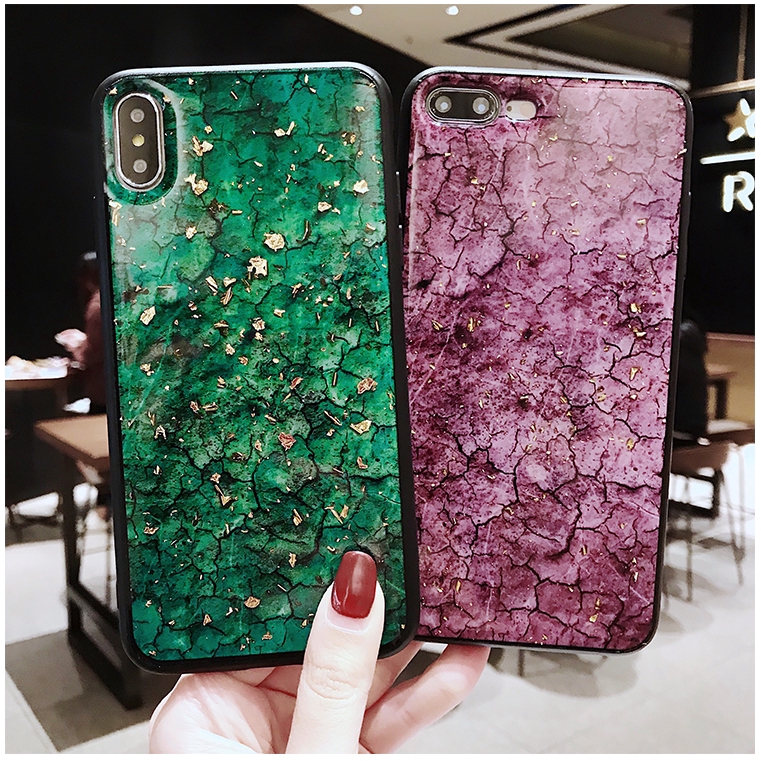 Ốp điện thoại mềm họa tiết cẩm thạch đính lá vàng lấp lánh cho IPhone X XS Max XR IPhone 8 7 6 6S Plus 11 Pro Max SE 2020 | BigBuy360 - bigbuy360.vn
