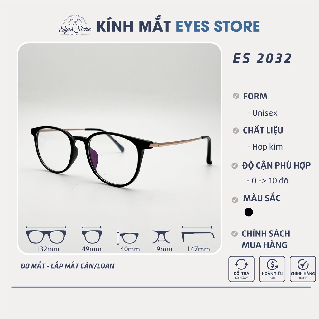 Gọng Kính Cận Nam Nữ EYESSTORE 2032 - Hợp Kim