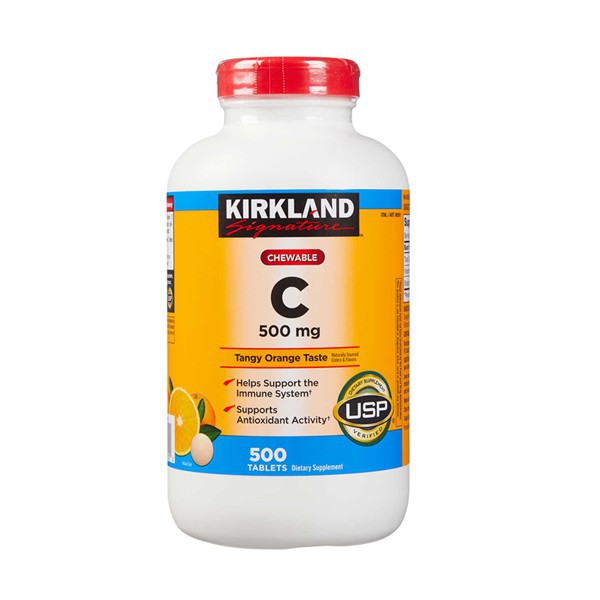 Viên ngậm Kirkland Signature Chewable Vitamin C 500 mg (06/23)