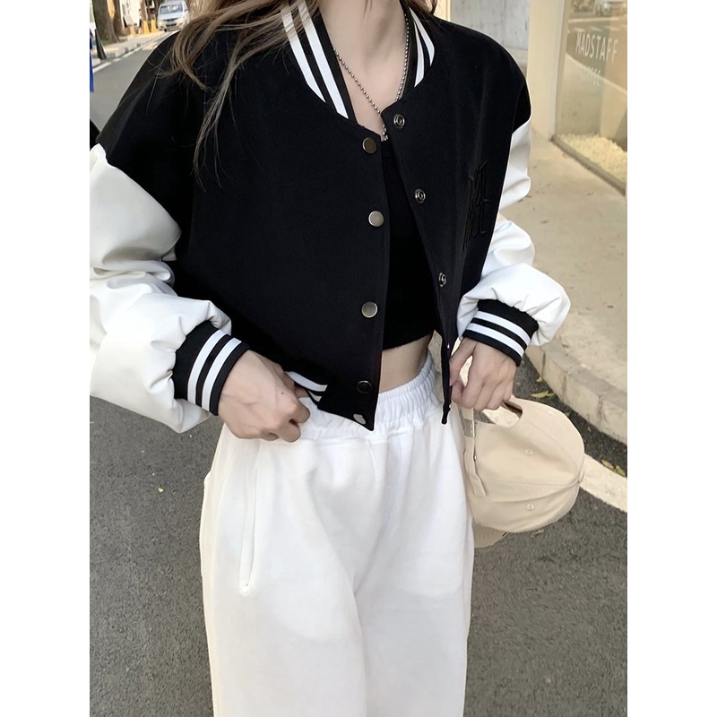 Áo Khoác Bomber Croptop PEONYB Nữ [FREESHIP]  Jacket nỉ dáng ngắn, biker tay bồng cá tính Ulzzang