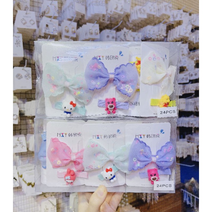 Set kẹp ghim cho bé [CUTE] bọc vải ko đau tóc