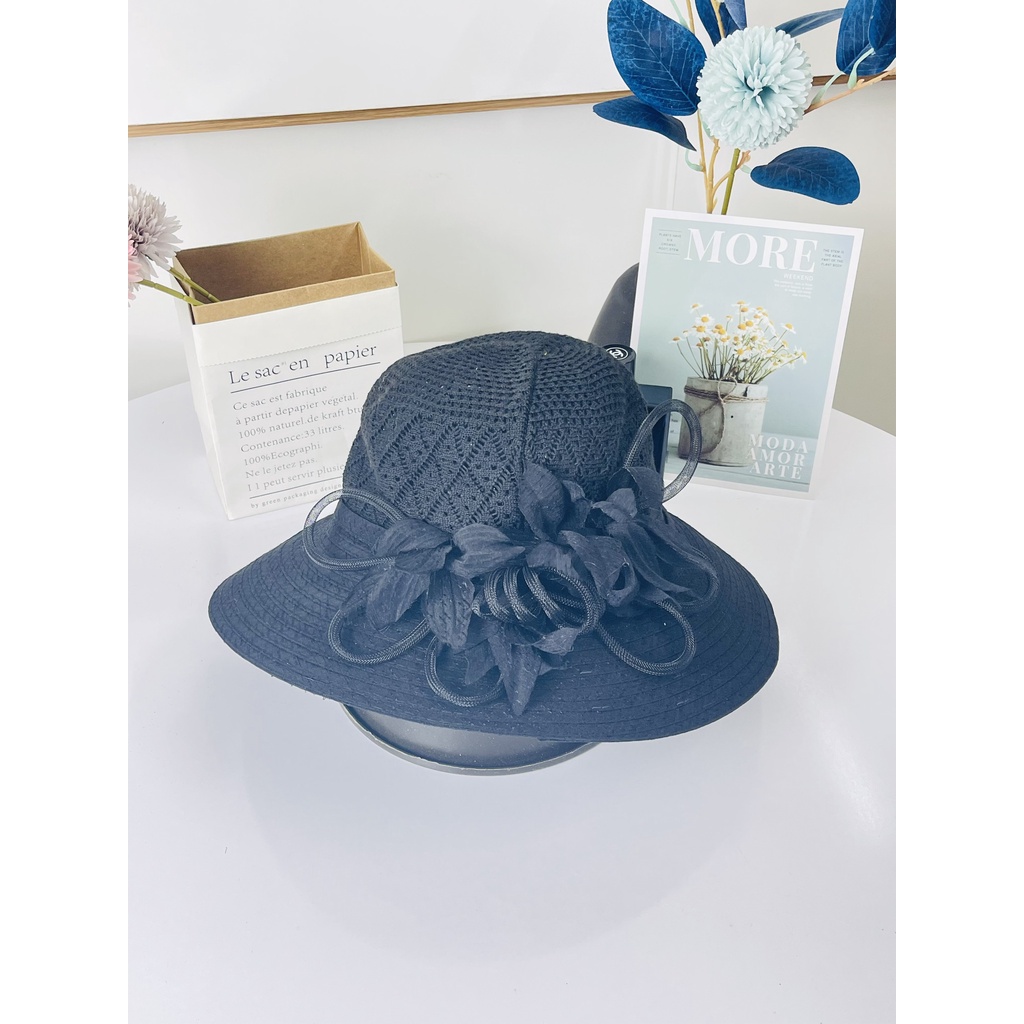 Mũ Nón Rộng Vành Đi Biển Đính Kèm Hoa Thời Trang 2022 - Hàng Quảng Châu Cao Cấp (M22)
