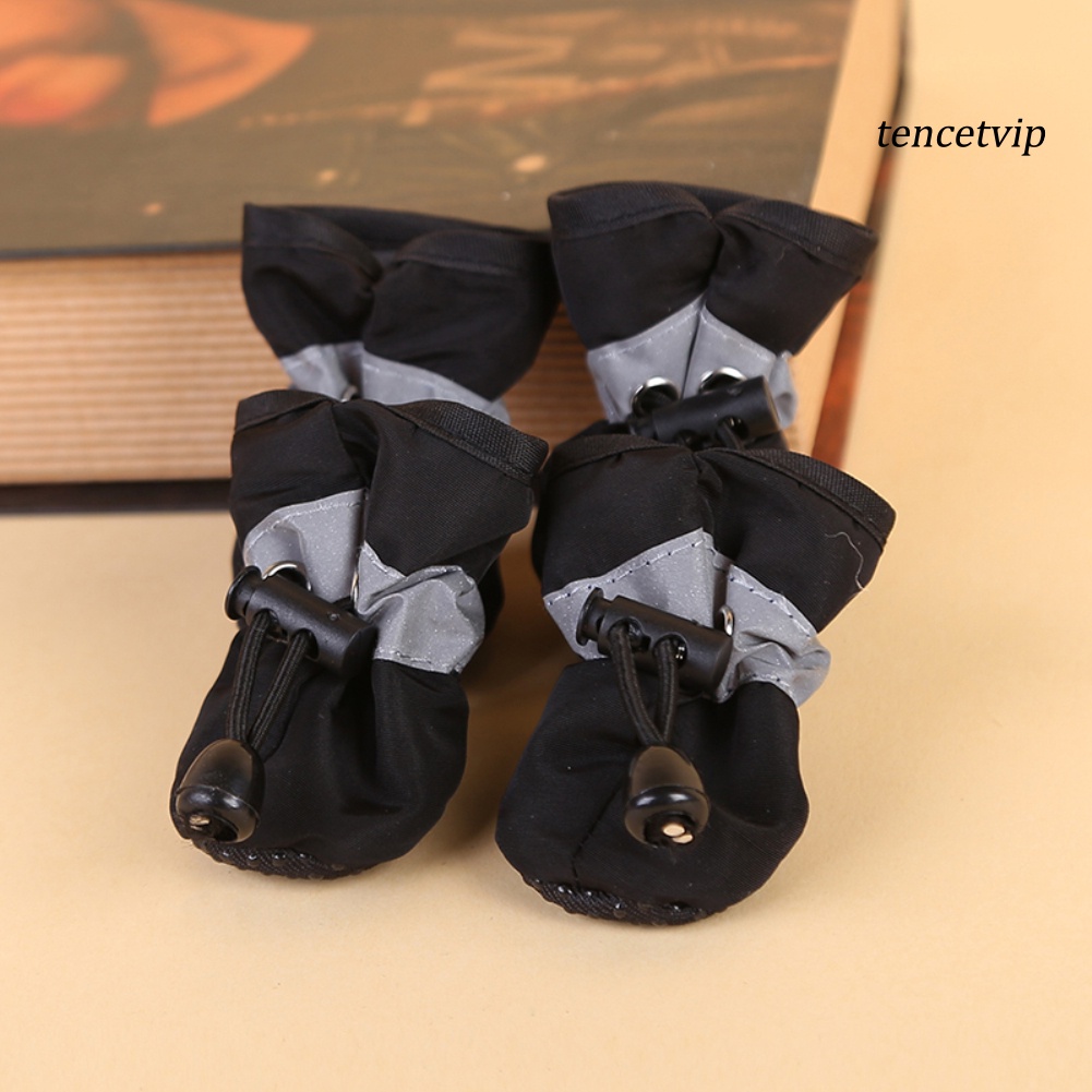 Set 4 Giày Bốt Bảo Vệ Chống Trượt Giữ Ấm Mùa Đông Cho Thú Cưng