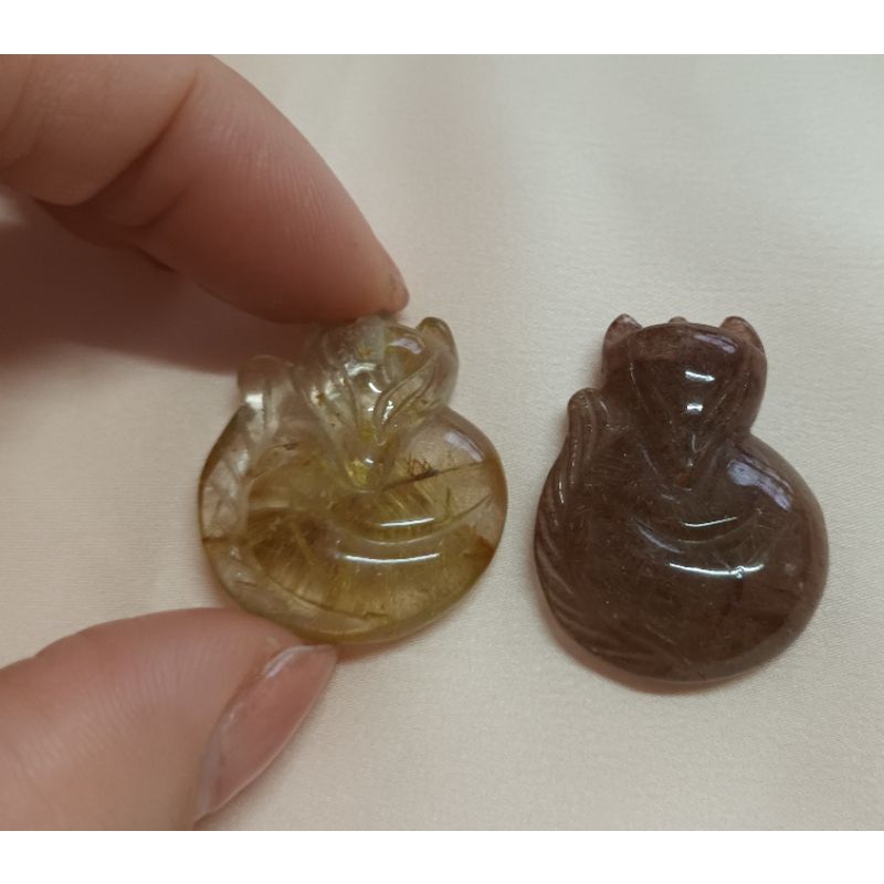 Mặt dây chuyền hồ ly định duyên đá TA tóc đỏ tóc vàng hàng tuyển thanh tẩy phong thủy may mắn