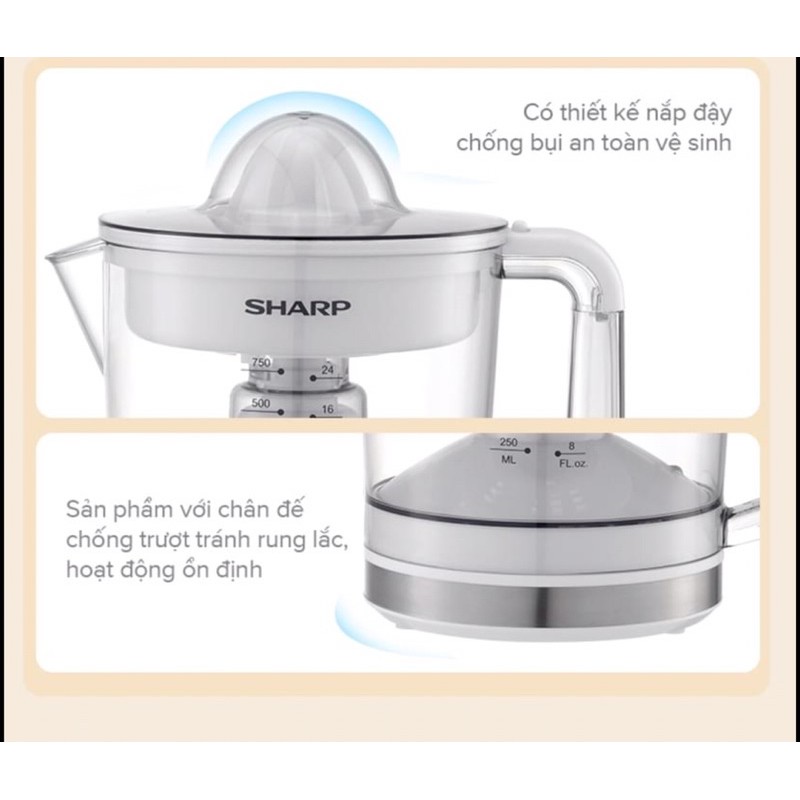 Máy vắt cam Sharp EJ407 - Chính Hãng Bảo Hành 12 tháng-2 Đầu Vắt, Lưới Lọc 2 Lớp