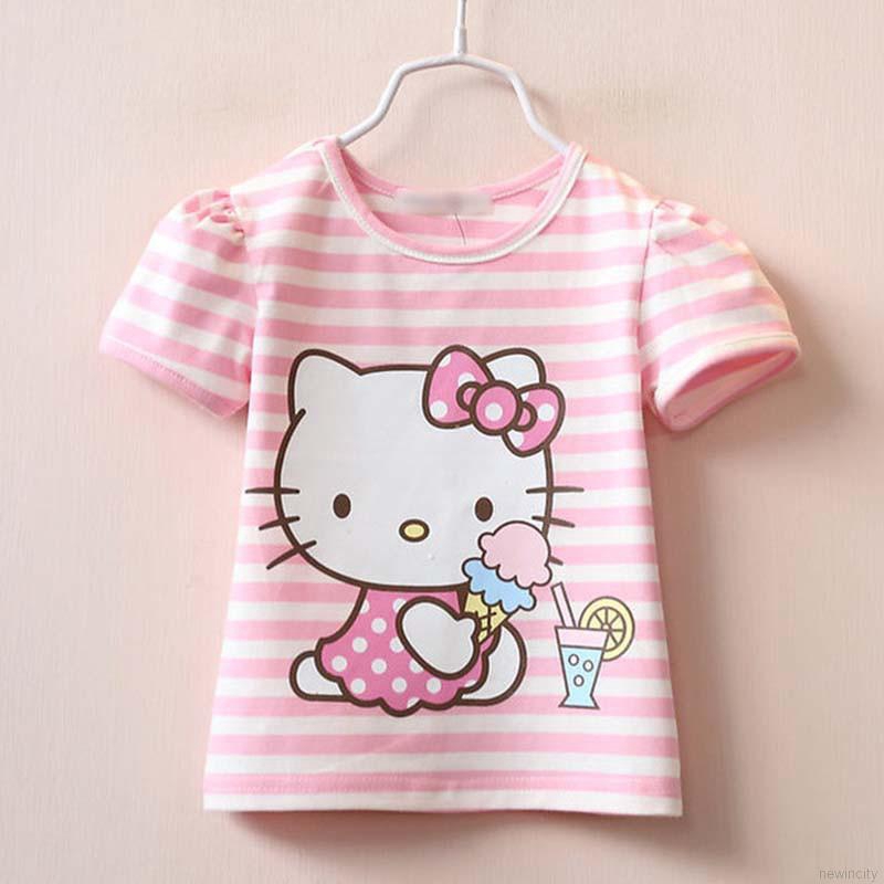 Áo thun tay ngắn in hình Hello Kitty cho bé gái