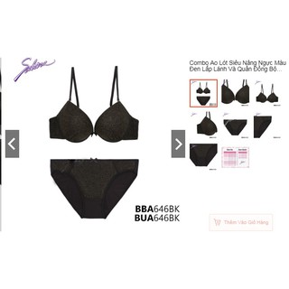 Combo Áo Lót Siêu Nâng Ngực Màu Đen Lấp Lánh Và Quần Đồng Bộ Fashion Doomm Doomm By Sabina BBA646BK+BUA646BK