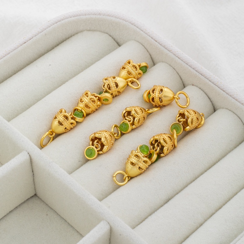 Mặt Dây Chuyền Đồng Hồ Zircon 7 * 20mm Mạ Vàng 18k Thiết Kế Đục Lỗ