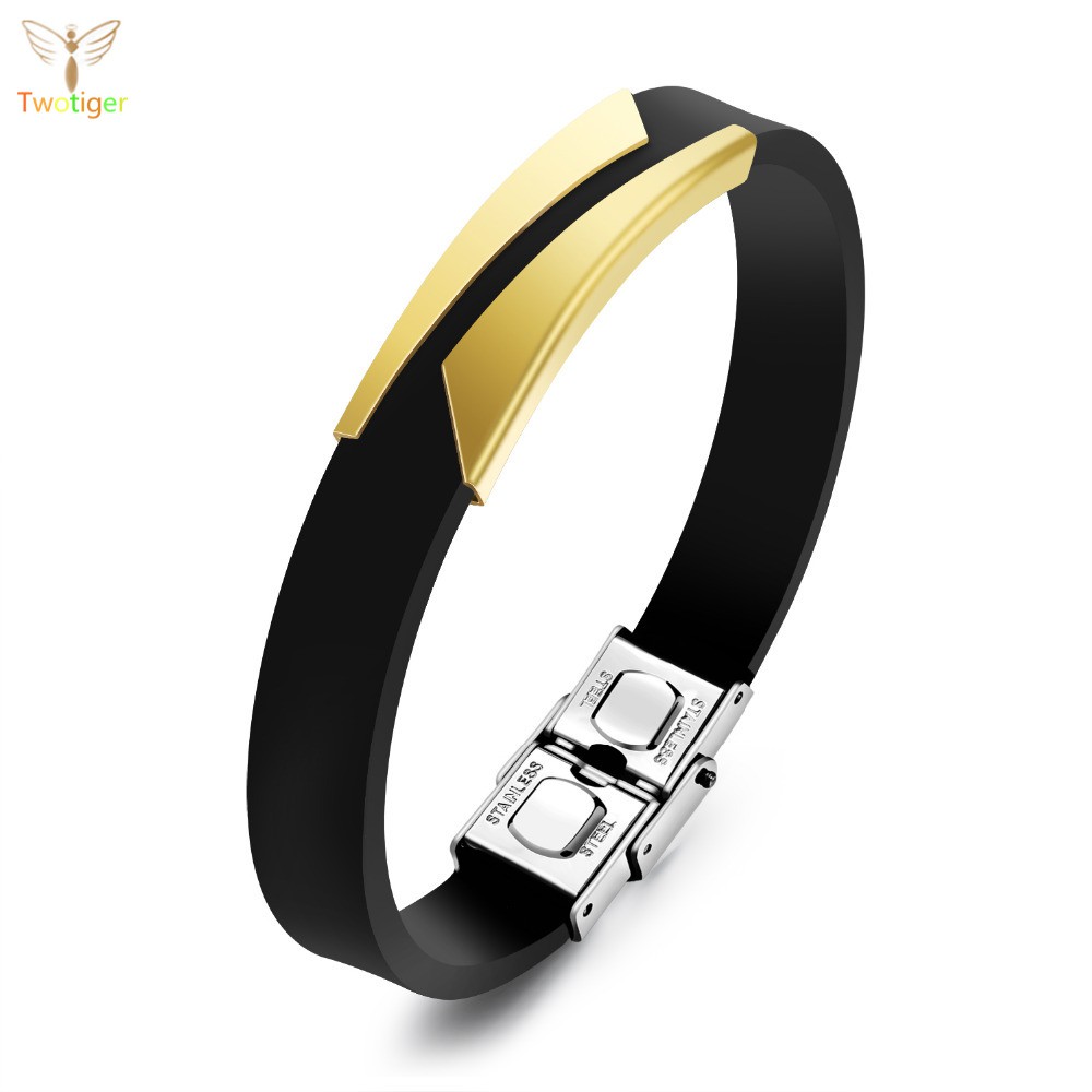 Vòng tay silicon và thép không gỉ thiết kế đơn giản thời trang cho nam