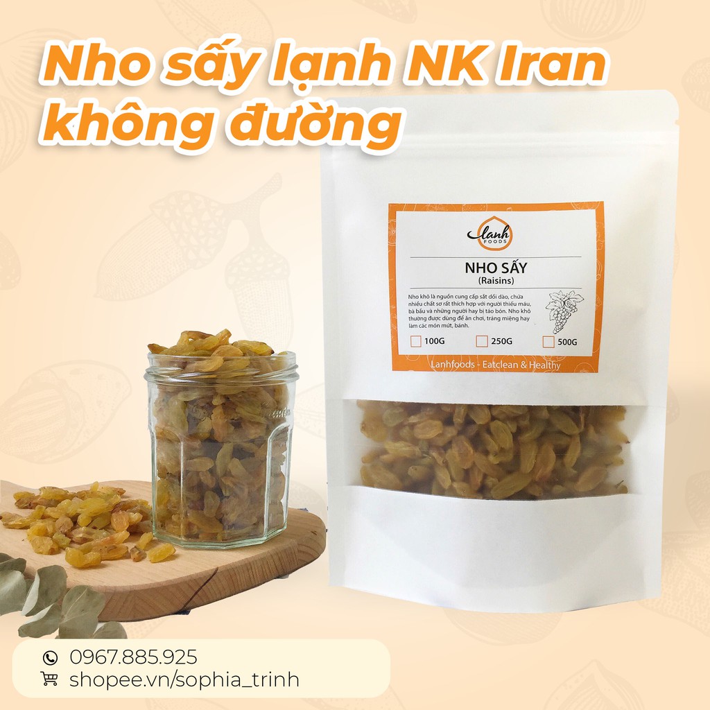 [Mã GROSALE2703 giảm 8% đơn 250K] 500g Nho Iran Sấy Dẻo không đường