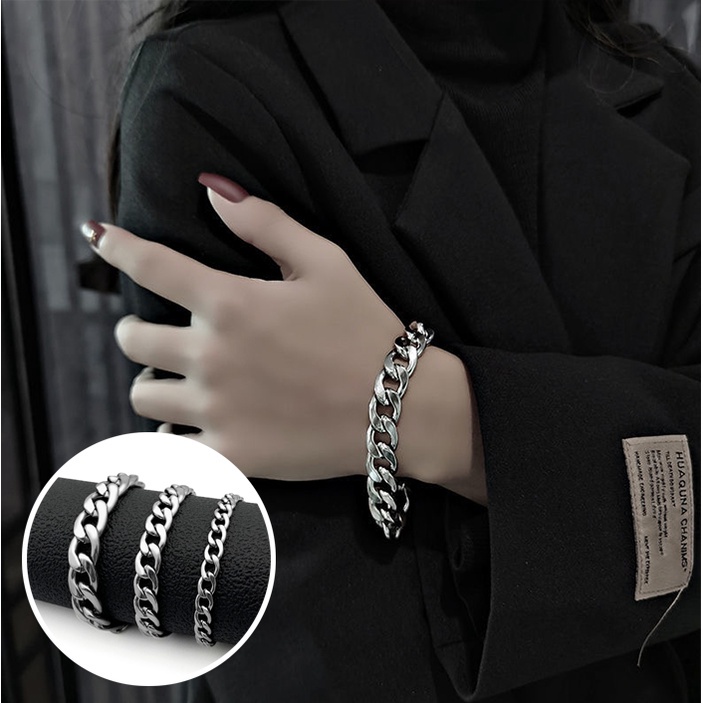 Vòng Tay Dạng Dây Xích 4-8mm 18cm Phong Cách Hip Hop Cho Nam Và Nữ