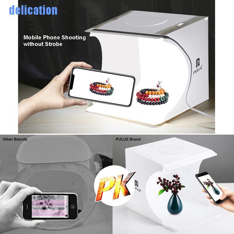 Delication✿ Mini Folding Photography Studio Soft Box 2LED Lightbox Background Photo Kit