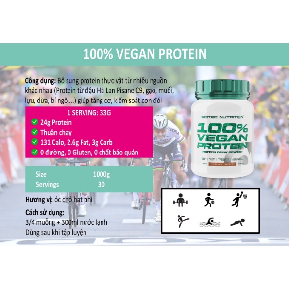 Whey Chay | Scitec Vegan Protein  - Whey Thực Vật Tăng Cơ Cho Người Ăn Chay - Muscle Fitness