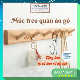 Móc Treo Quần Áo Gỗ Gắn Tường, Thanh Gỗ Treo Đồ Đa Năng PAPAA.HOME