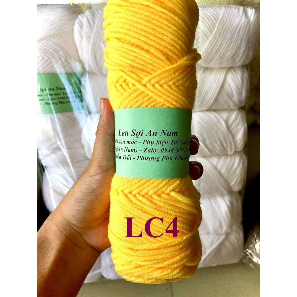[Bảng 1] Len Cuộn Cotton 3mm - 100gram/cuộn