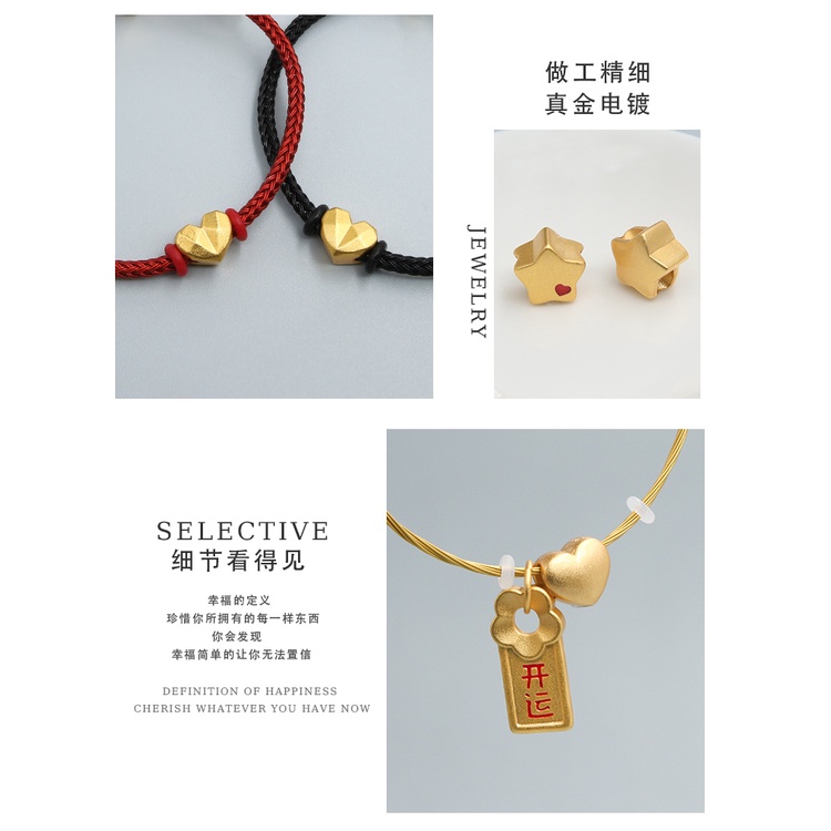 Vòng Tay Chuỗi Hạt Ngôi Sao Màu Vàng Cát / Vàng Kim Không Gây Dị Ứng Phong Cách Trung Hoa Cổ Điển Thời Trang Cho Cặp Đôi DIY Bút Trang Trí Móng Tay Bằng Kim Loại Tiện Dụng