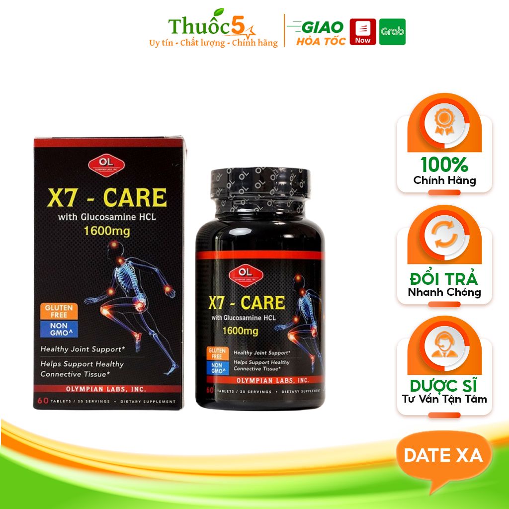 Viên Uống Xương Khớp Olympian X7 Care Giúp Tăng Cường Tổng Hợp Canxi, Giảm Đau, Sưng Khớp Lọ 60 Viên