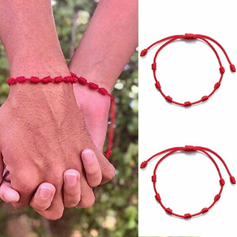 Bộ 2 Vòng Tay Dây Đỏ May Mắn 7 Nút Bảo Vệ Giá Rẻ Kabbalah