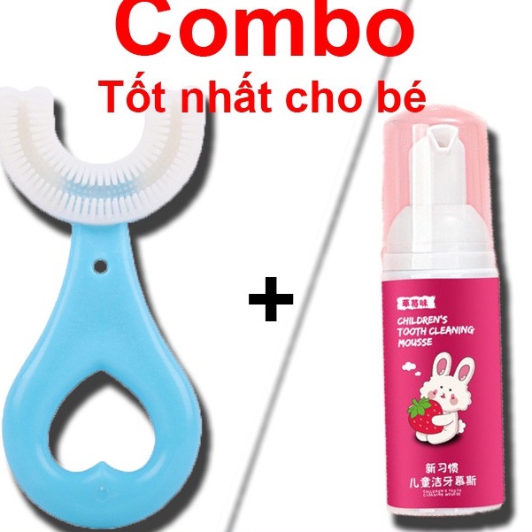 Bàn chải đánh răng cho bé chữ u chất liệu Silicon chịu được lực cắn, cho bé từ 1 tuổi - 6 Tuổi