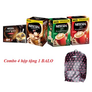 [Tặng BALO] Combo 4 Hộp NESCAFÉ : Đen Đá (15x16g) + Sữa Đá (10x20g) + Rang Xay Hòa Tan Đậm Đà & Đậm Vị (20x17g)