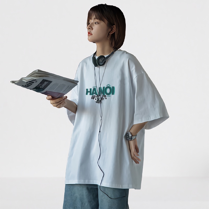 Áo Thun Tay Lỡ Hà Nội Unisex Form Rộng Chất Vải Cotton Áo Phông Tay Lỡ Cổ Tròn | BigBuy360 - bigbuy360.vn