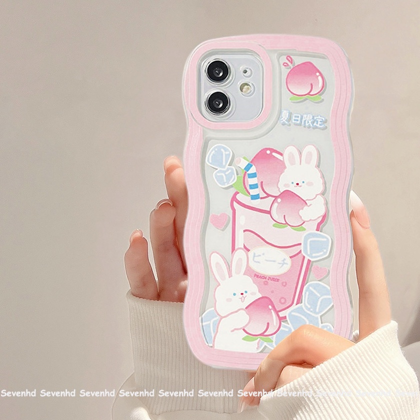 Ốp Điện Thoại Mềm Hình Thỏ Đào Gợn Sóng Cho iPhone 13 12 11 Pro Max Xs Max Xr X 7 8 6 6s +