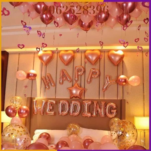 Set bóng trang trí phòng cưới  ❤️  kèm bóng siêu nhũ ❤️ { tặng kèm  ❤️ ruy băng }